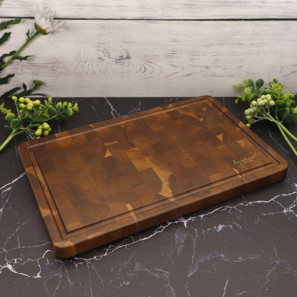 Jaswehome Acacia Chopping Board with Groove Acacia End Grain Cutting Board Wood